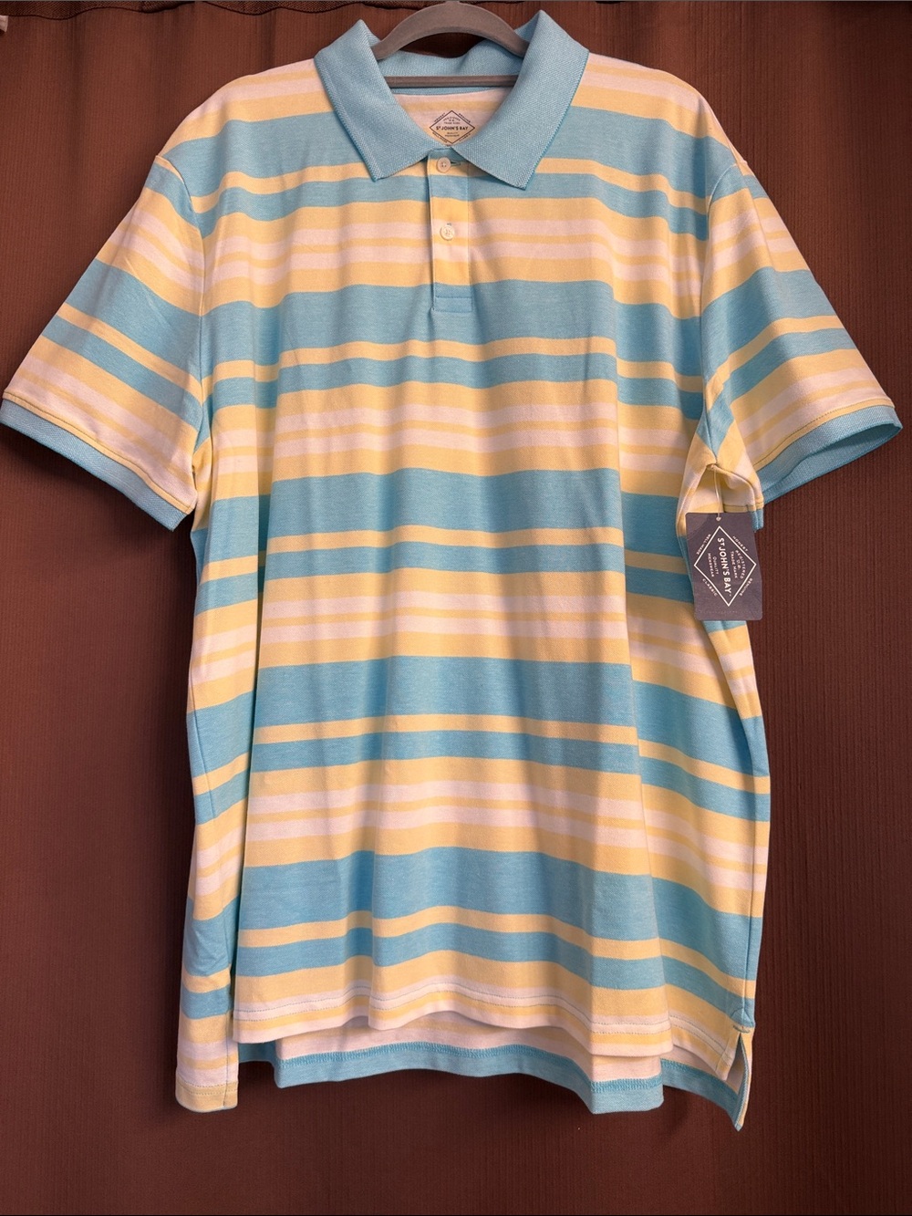 St. John's Bay Striped Polo in Light Blue and Pale Yellow